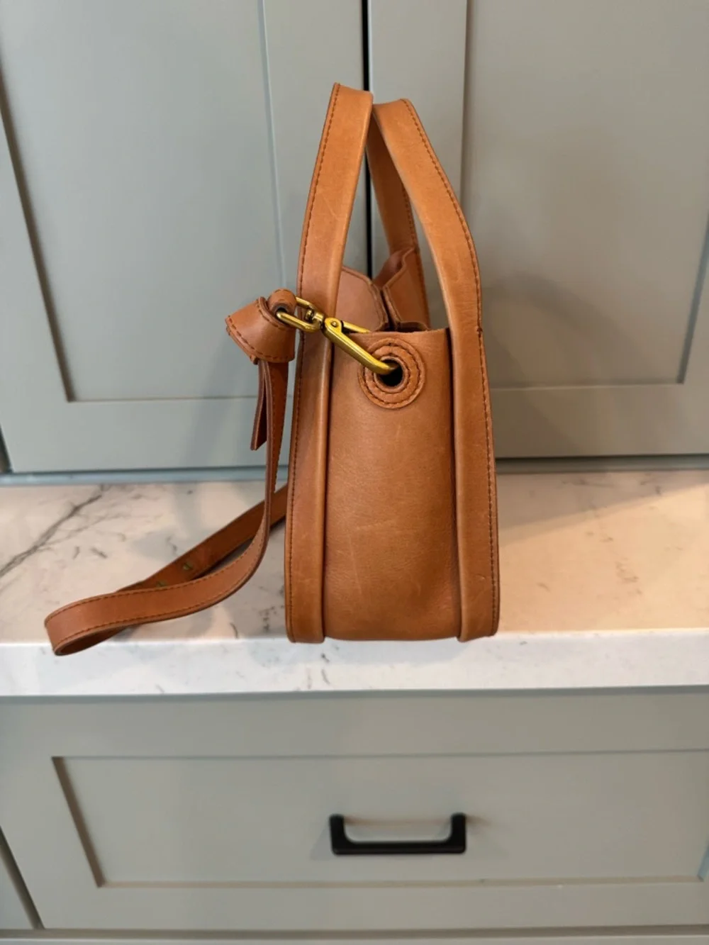 Madewell the Sydney amber brown crossbody leather bag - Picture 2 of 8